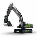 PLUSPOINT Die cast Metal Excavator Construction Vehicle with All Moving Parts Friction Powered Inertia Toys Pretend Play Toy Trucks Building Vehicles for Kids 3 Years