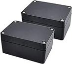 Therlan 2 Pack Black Waterproof Plastic Project Box ABS IP65 Electronic Junction box Enclosure 100 x 68 x 50 mm