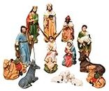 KariGhar® 15 pcs Nativity Set | Crib Set Perfect for Christmas Gifting|Decor Pack - Mary,Joseph,Baby Jesus, Angel, 3 Wise Men,Shepherd, 7 Animals Multicolor 6 Inch