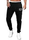 JMIERR Men's Cotton Sweatpants with Pockets Graphic Casual Pants Tapered Track Hiking Outdoor Gym Running Joggers Pants Baggy Jogger Sweats Pants Athletic Pants for Men CA 32(S) 0 Black
