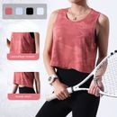  Women’s Sleeveless Fitness Crop Top Breathable Workout Gym Camouflage Sportwear