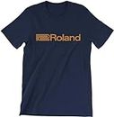 Roland Logo Men T Shirt Electronic Music Equipment Keyboard Synth Rhodes tee Navy Blue XL