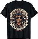 AspeAr Monkey Gas Crossed Pistons Funny T-Shirt (Black,L)