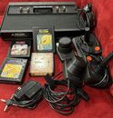 Vintage Atari 2600 Black Video Game Console 4 Switch W/4 Games & 4 Controllers