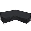Flexiyard Heavy Duty Patio Furniture Covers, 100% Waterproof 600D Outdoor Sectional Sofa Cover, Lawn Patio Couch Cover (Midnight Black, V-Shaped-100 x 100")