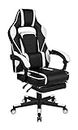 Flash Furniture X40 Gaming Chair Racing Ergonomic Computer Chair with Fully Reclining Back/Arms, Slide-Out Footrest, Massaging Lumbar - White