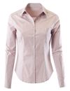 Stretchy Button Down Collar Office Casual Shirt Blouse For Women Fit