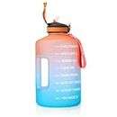 ETDW Half Gallon Water Bottle with Straw and Time Marker, 74OZ Huge Sport Drinking Bottle with Handle BPA Free, Leakproof Big Water Container for Fitness, Gym, Yoga and Outdoor
