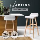 Artiss 2x Bar Stools Kitchen Dining Chairs Wooden Counter Stool White