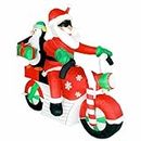 XXL LED Weihnachtsmann + Pinguin auf Motorrad aufblasbar Airblown 160 cm Deko Inflatable