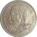 Exquisite Collection of Commemorative Coins 1873 Belgium 5 Francs Leopold II Old Silver Copy Coins Art Souvenir Decorations Replica Discovery Collection