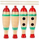 Yopay 4 Pack Guiro Instrument Fish Shaped, Latin Percussion Instrument, Colorful Wooden Musical Instruments with Rhythm Sticks for Adults, Educational Early Learning