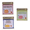 Hungry Bums Combo Ragi Biscuits (250gm), Bajra Cookies (250gm) and Cheese Straws (150gm) | Rich in Fiber and minerals | Healthy and Tasty Source of Energy | No Maida, No Added Sugar, No Preservatives