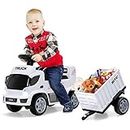 HONEY JOY Kids Ride On Truck with Storage Container, Toddler Vehicle Toy with Steering Wheel, Music, Head Lights, Wide Seat with Backrest, Foot-to-Floor Sliding Car for 18-36 Months Kids (White)