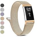 Metal Band Compatible with Fitbit Charge 2 Bands Women Men, Stainless Steel Mesh Loop Adjustable Wristband Replacement Strap for Fitbit Charge 2 (Small, Rose Gold)