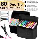 80Pcs Color Marker Pen Dual Headed Graphic Artist Sketch Markers Set TOUCH New