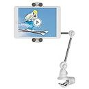Barkan Tablet Mount Holder for 4-12 inch Devices, Portable Multi-Position, 360 Degree Rotation Bracket, fits Apple iPad/Air/Mini, Samsung Galaxy Tab, Firm Clamp, for Smartphone White/Grey/Silver