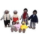 Dolls House People, Wooden Dolls House Furniture, Little People House Decor Accessories, Happy Family Furniture Miniature Family with 7 Mini People for Girls Kids Children Toy Gift