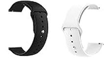 AINSLEY 22 MM Watch Straps Compatible with LG Watch W100 Smart Watch (Pack of 2) (Black-White)