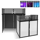 Chamss DJ Facade Table Station, 40 * 40 * 20 Inches Portable DJ Booth with Adjustable DJ Event Facade, Black and White Scrims and Padded Carrying Bag, Metal Frame DJ Booth (Black DJ Table)