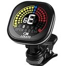 LEKATO Rechargeable Guitar Tuner Clip On Tuner for All Instruments - Guitar, Violin, Ukulele & Chromatic Tuning Modes, Fast & Accurate, Easy to Read Color Display, Professional and Beginner