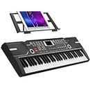 61 keys piano keyboard, Electronic Digital Piano Music Keyboard with Teaching Mode, Microphone, Sheet Music Stand and Power Supply, portable keyboard piano for Beginners
