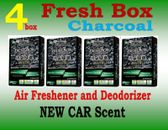 4 pack Treefrog Fresh Box CHARCOAL Deodorizer & Air Freshener- NEW CAR Scent