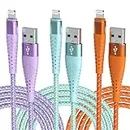 Cuanyeon iPhone Charger Fast Charging Lightning Cable 6FT 3Pack[Apple MFi Certified] Long iPhone Charger Cord Nylon Braided USB Cable Compatible with iPhone 14/13/12 Pro Max/12Pro/11