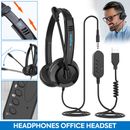 USB Wired Headphone Headset Noise Cancelling With Microphone For Computer Laptop