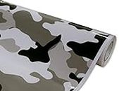 Raushik Black and White Camo Car Motorcycle Vinyl Film Wrap Sticker Camouflage Decal Mirror DIY Styling, 12x72 Inch Roll