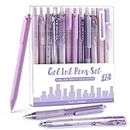 Four Candies 12PCS Gel Pens Set, 0.5mm Black Ink Writing Pens Fine Point for Journaling Note Taking, Aesthetic School Office Supplies Cute Japanese Stationery for Women Men Gifts - Purple