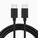 Type C to Type C USB Cable for vivo S5, vivo S 5 Type C to Type C Fast Charging Cable 65W Cord Compatible with Sam-sung Galaxy M13 M04 M42 M54 M33 M53 M51 S20 Ultra, S23, S22, S21, S10, A71, A73, A34, A54, A53, A51, Z Fold/Flip Series, Ap-ple i:Pad Air/Pro/Mini, Mac:book Air/Pro One- Plus, iQOO, Xiaomi Redmi Note Series, Oppoo, Nothing Phone (2) Nothing Phone 1- RS|5, Black