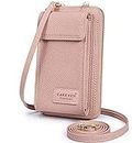 Women Purse Leather Cellphone Holster Wallet Case Mini Small Crossbody Shoulder Bag Messenger Pouch Ladies Handbag Clutch Phone Pockets for iPhone 8 Plus Xs Max X Xr 7/6 Plus Samsung S10+ (Pink)