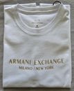 Armani Exchange T-Shirt Men's Medium Solid White W Gold Logo Front / 91 Rear NWT