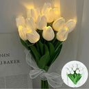 10Pcs Artificial Tulips LED Flowers Fake Tulip Home Decor Bouquet Flower Lights 