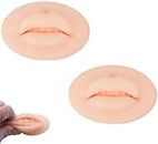 R A Products 3D Tattoo Practice Lips, Soft Silicone Realistic Tattooing Fake Skin for Semi Permanent Make Up Microblading Lip Training Kit (Beige, 2 Pcs)