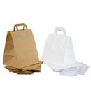 26+17x25 Papiertüten mit Flachhenkel Papiertragetaschen Papiertaschen Weiß Braun