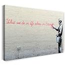 Printed Paintings Leinwand (60x40cm): Banksy - What we do in Life Echoes in Eternity Weiser Spruc