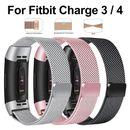 For Fitbit Charge 3/4 Watch Magnetic Mesh Loop Band Stainless Steel Metal Strap