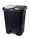 The Step N' Sort 40L Dual Trash and Recycling Bin with Spring Top Opening and Hands-Free Slow Close lid Black SNS402-B,Black