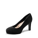 DREAM PAIRS Women's SDPU2365W Close Toe Low Heels Platform Pump Comfortable Office Work Dress Shoes for Women, Black Nubuck, 10