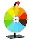 QWORK® 12 Inch Colour Prize Wheel with Metal Stand, Dry-Erase Wheel of Fortune for Party Pub Games and Sales Promotion (10 Sections)