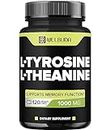 L-Tyrosine Supplement Capsules with L-Theanine 1000mg - 120 Capsules for 2 Months - Support for Relaxed Mood, Concentration & Strength Production