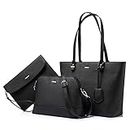 Handbags for Women Tote Bag Fashion Satchel Purse Set Hobo Shoulder Bags Designer Purses 3PCS PU Top Handle Structured Gift