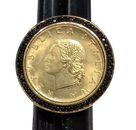 20 Lire Bronze Coin Ring Bellezza Italy Black Spinel Republica Italiana Sz 7.25