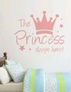 Adesivo da parete camera da letto bambina ""La principessa dorme qui"" mobili rosa 