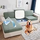 Magic Sofa Cover Stretch Waterproof, Couch Covers for Sectional Sofa L Shape, Individual Couch Cushion Covers for Living Room Pet Dog Sofa Slipcovers Set Furniture Fades Protector ( Color : Green , Si
