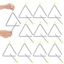 10 Pcs Musical Steel Triangle Percussion Instrument with Striker Rhythm Triangle Instrument Hand Percussion Triangles for Kids Adults (6 Inch)
