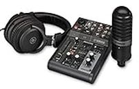 Yamaha AG03MK2 All-in-One Live Streaming Pack, Includes 3-Channel Mixer, Condenser Microphone and Headphones, for Windows, Mac, iOS and Android, in Black