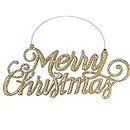 AKH® 1 cartello natalizio con scritta "Merry Christmas", 24,5 x 10 cm, filo metallico da appendere incluso, per albero di Natale, parete, porta, caminetto, ghirlanda, decorazione per interni ed